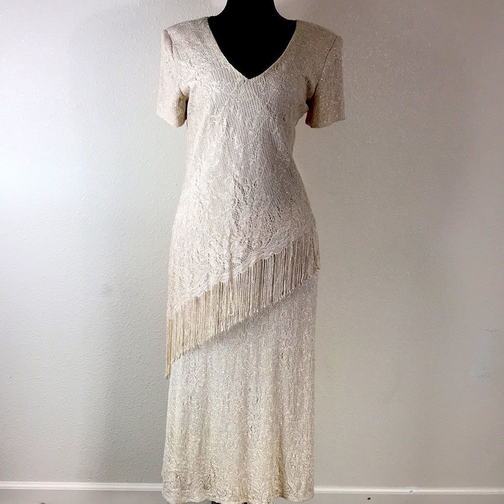 VINTAGE SL FASHIONS IVORY WOMEN DRESS SIZE 6